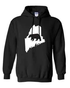 Pullover Hooded Sweatshirt Maine Black Black Bear Vibrant Design High Quality Tight Knit Ring Spun Low Maintenance Cotton Printed With The Newest Available Color Transfer Technology