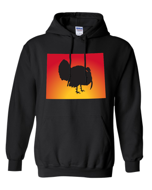 Pullover Hooded Sweatshirt Wyoming Black Turkey Vibrant Design High Quality Tight Knit Ring Spun Low Maintenance Cotton Printed With The Newest Available Color Transfer Technology