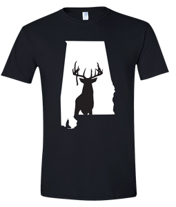 Short Sleeve T-Shirt Alabama Black Whitetail Deer Vibrant Design High Quality Tight Knit Ring Spun Low Maintenance Cotton Printed With The Newest Available Color Transfer Technology