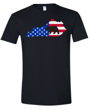 Load image into Gallery viewer, Short Sleeve T-Shirt Kentucky Black Black Bear Vibrant Design High Quality Tight Knit Ring Spun Low Maintenance Cotton Printed With The Newest Available Color Transfer Technology