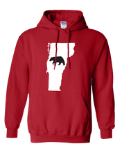 Load image into Gallery viewer, Pullover Hooded Sweatshirt Vermont Red Black Bear Vibrant Design High Quality Tight Knit Ring Spun Low Maintenance Cotton Printed With The Newest Available Color Transfer Technology