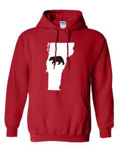 Pullover Hooded Sweatshirt Vermont Red Black Bear Vibrant Design High Quality Tight Knit Ring Spun Low Maintenance Cotton Printed With The Newest Available Color Transfer Technology