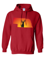 Load image into Gallery viewer, Pullover Hooded Sweatshirt Nebraska Red Whitetail Deer Vibrant Design High Quality Tight Knit Ring Spun Low Maintenance Cotton Printed With The Newest Available Color Transfer Technology