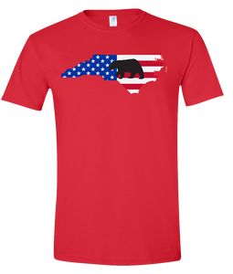 Short Sleeve T-Shirt North Carolina Red Black Bear Vibrant Design High Quality Tight Knit Ring Spun Low Maintenance Cotton Printed With The Newest Available Color Transfer Technology