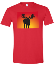 Load image into Gallery viewer, Short Sleeve T-Shirt Wyoming Red Moose Vibrant Design High Quality Tight Knit Ring Spun Low Maintenance Cotton Printed With The Newest Available Color Transfer Technology