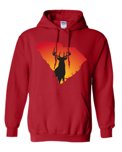 Pullover Hooded Sweatshirt South Carolina Red Whitetail Deer Vibrant Design High Quality Tight Knit Ring Spun Low Maintenance Cotton Printed With The Newest Available Color Transfer Technology