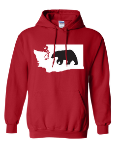 Pullover Hooded Sweatshirt Washington Red Black Bear Vibrant Design High Quality Tight Knit Ring Spun Low Maintenance Cotton Printed With The Newest Available Color Transfer Technology