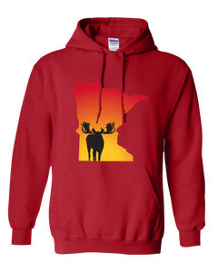 Pullover Hooded Sweatshirt Minnesota Red Moose Vibrant Design High Quality Tight Knit Ring Spun Low Maintenance Cotton Printed With The Newest Available Color Transfer Technology