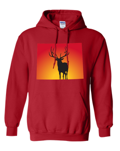 Pullover Hooded Sweatshirt Wyoming Red Elk Vibrant Design High Quality Tight Knit Ring Spun Low Maintenance Cotton Printed With The Newest Available Color Transfer Technology