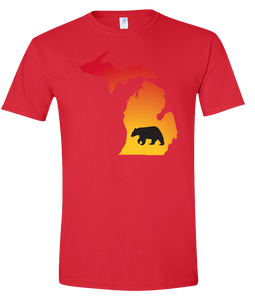 Short Sleeve T-Shirt Michigan Red Black Bear Vibrant Design High Quality Tight Knit Ring Spun Low Maintenance Cotton Printed With The Newest Available Color Transfer Technology