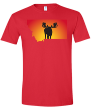 Load image into Gallery viewer, Short Sleeve T-Shirt Montana Red Moose Vibrant Design High Quality Tight Knit Ring Spun Low Maintenance Cotton Printed With The Newest Available Color Transfer Technology
