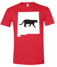 Load image into Gallery viewer, Short Sleeve T-Shirt New Mexico Red Mountain Lion Vibrant Design High Quality Tight Knit Ring Spun Low Maintenance Cotton Printed With The Newest Available Color Transfer Technology