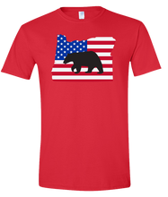 Load image into Gallery viewer, Short Sleeve T-Shirt Oregon Red Black Bear Vibrant Design High Quality Tight Knit Ring Spun Low Maintenance Cotton Printed With The Newest Available Color Transfer Technology