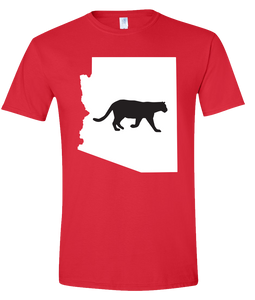 Short Sleeve T-Shirt Arizona Red Mountain Lion Vibrant Design High Quality Tight Knit Ring Spun Low Maintenance Cotton Printed With The Newest Available Color Transfer Technology