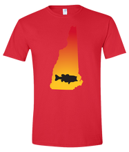 Load image into Gallery viewer, Short Sleeve T-Shirt New Hampshire Red Large Mouth Bass Vibrant Design High Quality Tight Knit Ring Spun Low Maintenance Cotton Printed With The Newest Available Color Transfer Technology