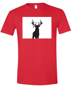 Short Sleeve T-Shirt Colorado Red Whitetail Deer Vibrant Design High Quality Tight Knit Ring Spun Low Maintenance Cotton Printed With The Newest Available Color Transfer Technology