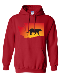 Pullover Hooded Sweatshirt Washington Red Mountain Lion Vibrant Design High Quality Tight Knit Ring Spun Low Maintenance Cotton Printed With The Newest Available Color Transfer Technology