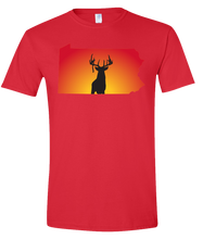 Load image into Gallery viewer, Short Sleeve T-Shirt Pennsylvania Red Whitetail Deer Vibrant Design High Quality Tight Knit Ring Spun Low Maintenance Cotton Printed With The Newest Available Color Transfer Technology