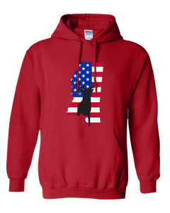 Pullover Hooded Sweatshirt Mississippi Red Whitetail Deer Vibrant Design High Quality Tight Knit Ring Spun Low Maintenance Cotton Printed With The Newest Available Color Transfer Technology