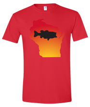 Load image into Gallery viewer, Short Sleeve T-Shirt Wisconsin Red Large Mouth Bass Vibrant Design High Quality Tight Knit Ring Spun Low Maintenance Cotton Printed With The Newest Available Color Transfer Technology