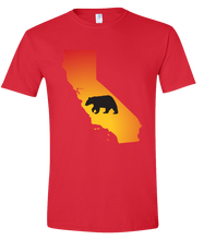 Load image into Gallery viewer, Short Sleeve T-Shirt California Red Black Bear Vibrant Design High Quality Tight Knit Ring Spun Low Maintenance Cotton Printed With The Newest Available Color Transfer Technology