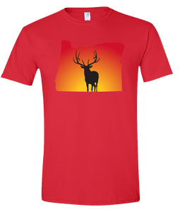 Short Sleeve T-Shirt Oregon Red Elk Vibrant Design High Quality Tight Knit Ring Spun Low Maintenance Cotton Printed With The Newest Available Color Transfer Technology