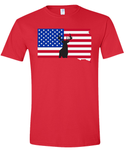Short Sleeve T-Shirt South Dakota Red Whitetail Deer Vibrant Design High Quality Tight Knit Ring Spun Low Maintenance Cotton Printed With The Newest Available Color Transfer Technology