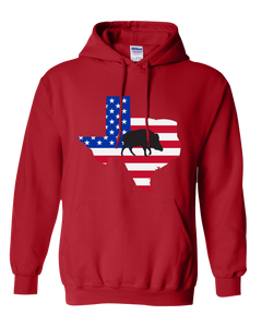 Pullover Hooded Sweatshirt Texas Red Wild Hog Vibrant Design High Quality Tight Knit Ring Spun Low Maintenance Cotton Printed With The Newest Available Color Transfer Technology
