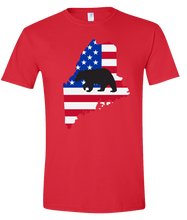 Load image into Gallery viewer, Short Sleeve T-Shirt Maine Red Black Bear Vibrant Design High Quality Tight Knit Ring Spun Low Maintenance Cotton Printed With The Newest Available Color Transfer Technology