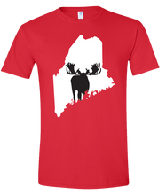 Load image into Gallery viewer, Short Sleeve T-Shirt Maine Red Moose Vibrant Design High Quality Tight Knit Ring Spun Low Maintenance Cotton Printed With The Newest Available Color Transfer Technology
