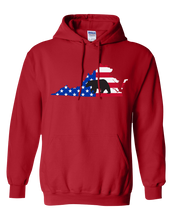 Load image into Gallery viewer, Pullover Hooded Sweatshirt Virginia Red Black Bear Vibrant Design High Quality Tight Knit Ring Spun Low Maintenance Cotton Printed With The Newest Available Color Transfer Technology
