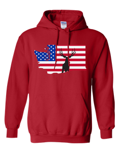 Pullover Hooded Sweatshirt Washington Red Mule Deer Vibrant Design High Quality Tight Knit Ring Spun Low Maintenance Cotton Printed With The Newest Available Color Transfer Technology