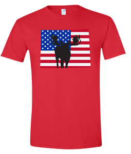 Short Sleeve T-Shirt Wyoming Red Moose Vibrant Design High Quality Tight Knit Ring Spun Low Maintenance Cotton Printed With The Newest Available Color Transfer Technology
