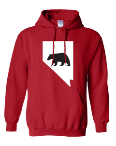 Pullover Hooded Sweatshirt Nevada Red Black Bear Vibrant Design High Quality Tight Knit Ring Spun Low Maintenance Cotton Printed With The Newest Available Color Transfer Technology