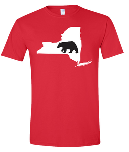 Short Sleeve T-Shirt New York Red Black Bear Vibrant Design High Quality Tight Knit Ring Spun Low Maintenance Cotton Printed With The Newest Available Color Transfer Technology