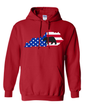 Load image into Gallery viewer, Pullover Hooded Sweatshirt Kentucky Red Black Bear Vibrant Design High Quality Tight Knit Ring Spun Low Maintenance Cotton Printed With The Newest Available Color Transfer Technology