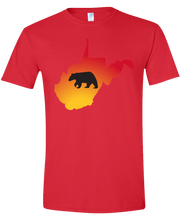 Load image into Gallery viewer, Short Sleeve T-Shirt West Virginia Red Black Bear Vibrant Design High Quality Tight Knit Ring Spun Low Maintenance Cotton Printed With The Newest Available Color Transfer Technology