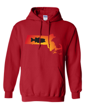 Load image into Gallery viewer, Pullover Hooded Sweatshirt Massachusetts Red Large Mouth Bass Vibrant Design High Quality Tight Knit Ring Spun Low Maintenance Cotton Printed With The Newest Available Color Transfer Technology