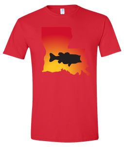 Short Sleeve T-Shirt Louisiana Red Large Mouth Bass Vibrant Design High Quality Tight Knit Ring Spun Low Maintenance Cotton Printed With The Newest Available Color Transfer Technology