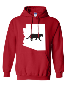 Pullover Hooded Sweatshirt Arizona Red Mountain Lion Vibrant Design High Quality Tight Knit Ring Spun Low Maintenance Cotton Printed With The Newest Available Color Transfer Technology