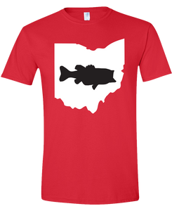 Short Sleeve T-Shirt Ohio Red Large Mouth Bass Vibrant Design High Quality Tight Knit Ring Spun Low Maintenance Cotton Printed With The Newest Available Color Transfer Technology