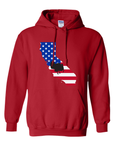 Pullover Hooded Sweatshirt California Red Turkey Vibrant Design High Quality Tight Knit Ring Spun Low Maintenance Cotton Printed With The Newest Available Color Transfer Technology