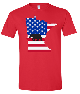 Short Sleeve T-Shirt Minnesota Red Black Bear Vibrant Design High Quality Tight Knit Ring Spun Low Maintenance Cotton Printed With The Newest Available Color Transfer Technology