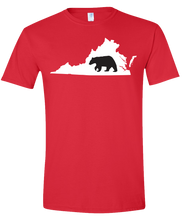 Load image into Gallery viewer, Short Sleeve T-Shirt Virginia Red Black Bear Vibrant Design High Quality Tight Knit Ring Spun Low Maintenance Cotton Printed With The Newest Available Color Transfer Technology