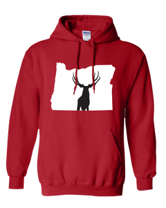 Pullover Hooded Sweatshirt Oregon Red Mule Deer Vibrant Design High Quality Tight Knit Ring Spun Low Maintenance Cotton Printed With The Newest Available Color Transfer Technology
