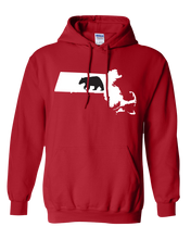 Load image into Gallery viewer, Pullover Hooded Sweatshirt Massachusetts Red Black Bear Vibrant Design High Quality Tight Knit Ring Spun Low Maintenance Cotton Printed With The Newest Available Color Transfer Technology