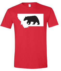 Short Sleeve T-Shirt Montana Red Black Bear Vibrant Design High Quality Tight Knit Ring Spun Low Maintenance Cotton Printed With The Newest Available Color Transfer Technology