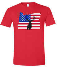 Load image into Gallery viewer, Short Sleeve T-Shirt Oregon Red Mule Deer Vibrant Design High Quality Tight Knit Ring Spun Low Maintenance Cotton Printed With The Newest Available Color Transfer Technology