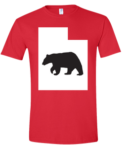 Short Sleeve T-Shirt Utah Red Black Bear Vibrant Design High Quality Tight Knit Ring Spun Low Maintenance Cotton Printed With The Newest Available Color Transfer Technology