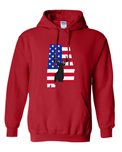 Pullover Hooded Sweatshirt Alabama Red Whitetail Deer Vibrant Design High Quality Tight Knit Ring Spun Low Maintenance Cotton Printed With The Newest Available Color Transfer Technology